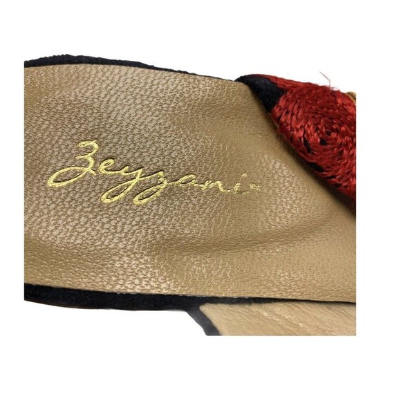 Zeyzani Womens Size 38 Black Embroidered Mules 2 Inch Heel Pointy Toe US 7.5 - Picture 7 of 8